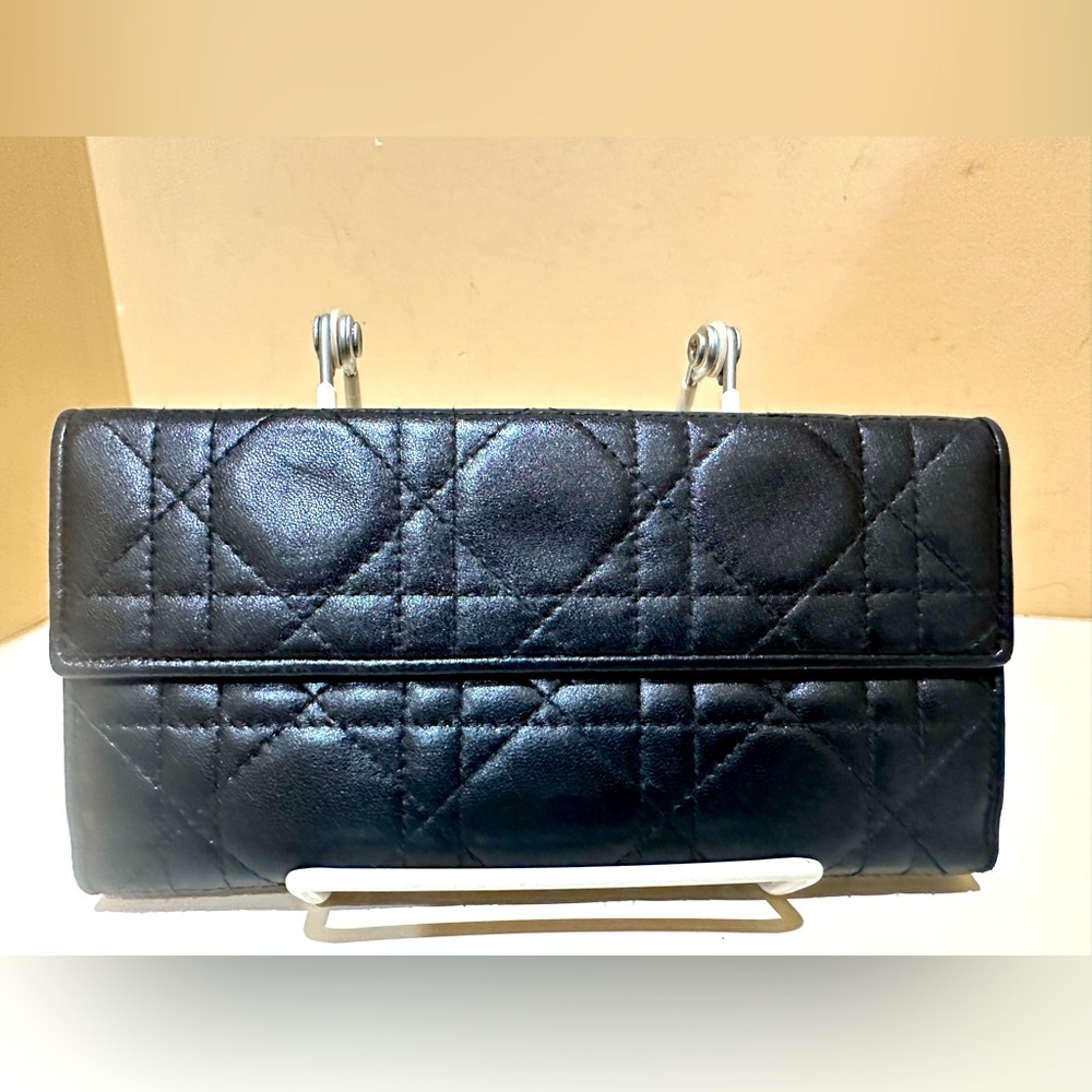 Christian Dior Vintage Cannage Leather Long Wallet